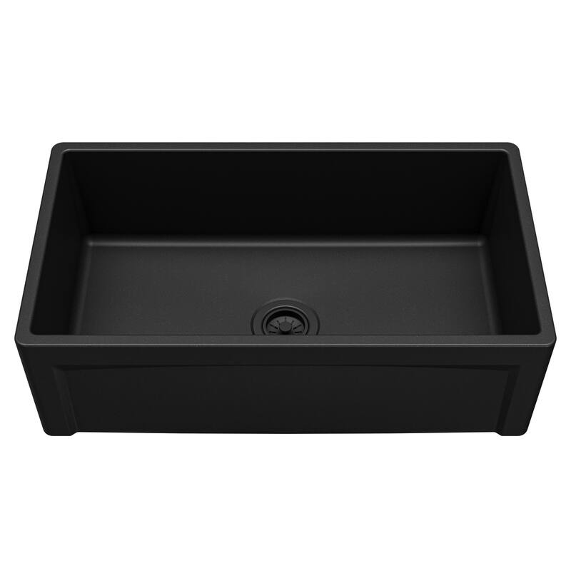 Karran FCP33SB 33" Single Bowl Panel Front Farmhouse Fireclay Kitchen Sink with Reversible Apron Front