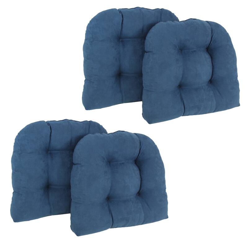 19-inch U-Shaped Microsuede Chair Cushion (Set of 1, 2, or 4) - Set of 4 - Indigo