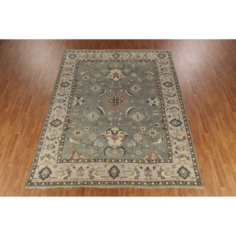 Floral Oushak Indian Area Rug Handmade Wool Carpet - 9'1" x 11'9"