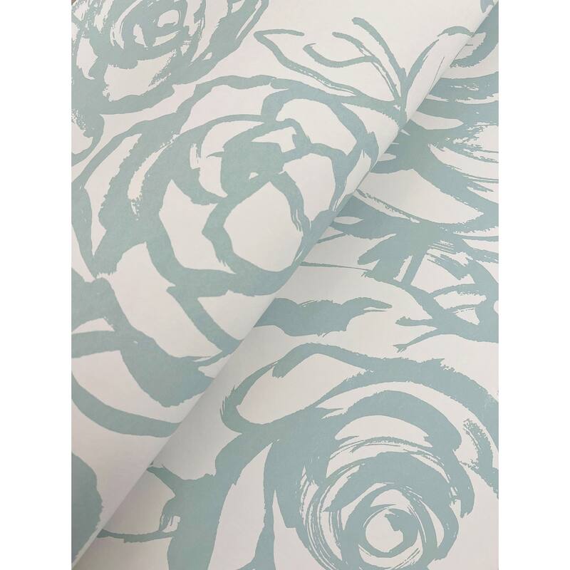 A-Street Prints Nelda Light Blue Rose Wallpaper