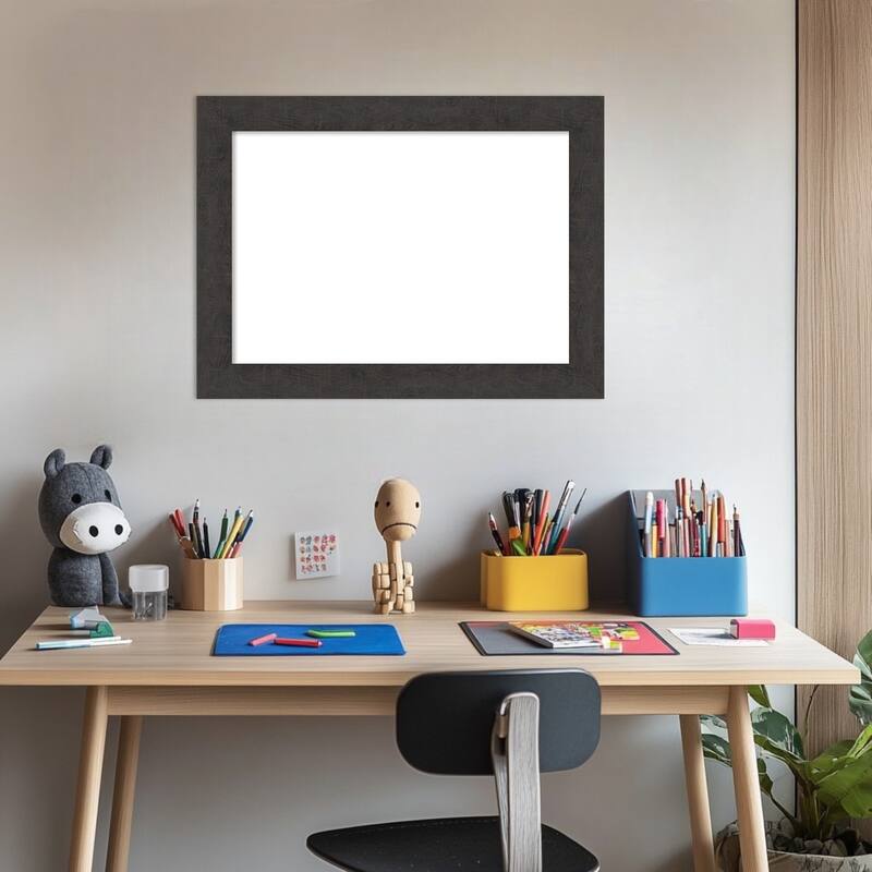 Amanti Art Rustic Plank Espresso Narrow Framed Dry Erase Magnetic Board