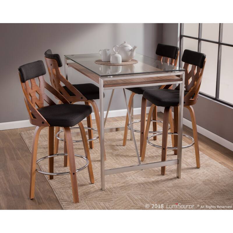 York Mid-Century Modern 26" Counter Stool in Wood and Fabric