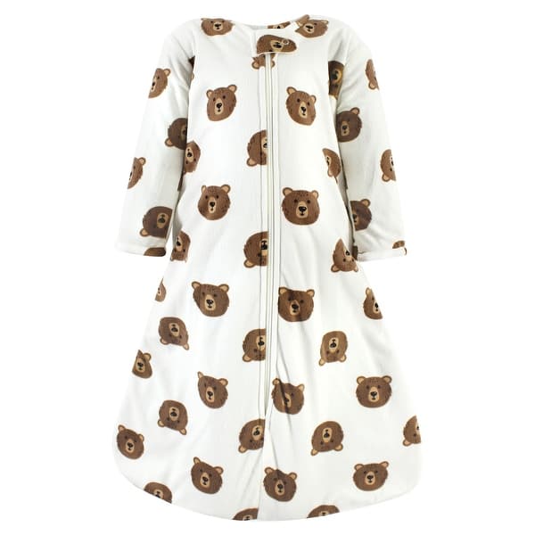 slide 1 of 1, Hudson Baby Infant Boy Long Sleeve Plush Faux Fur Sleeping Bag, Wearable Blanket, Brown Bear 0-6 Months - Brown Bear