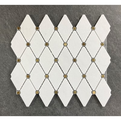 Natural Marble Diamond & Gold Metal Circle Mosaic Wall Tiles