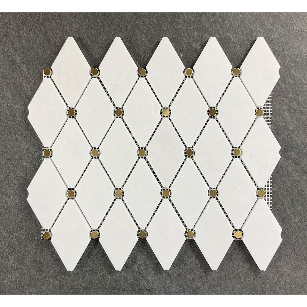 Natural Marble Diamond & Gold Metal Circle Mosaic Wall Tiles