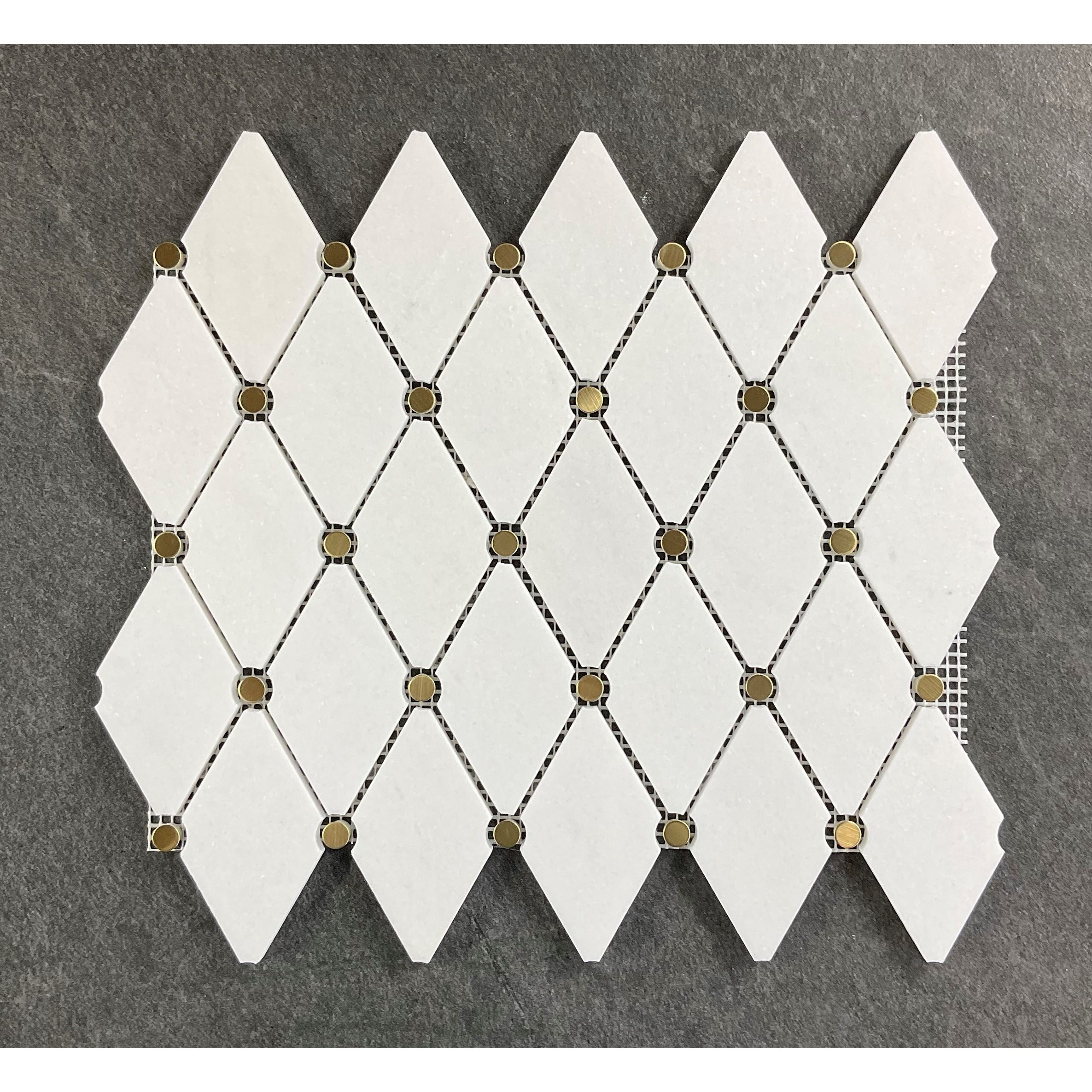 Natural Marble Diamond & Gold Metal Circle Mosaic Wall Tiles