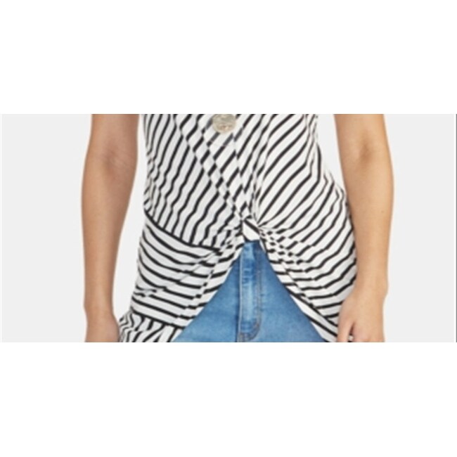Rachel Roy Women s Miabella Twisted Striped High Low Top Black Size Medium Bed Bath Beyond 40577788