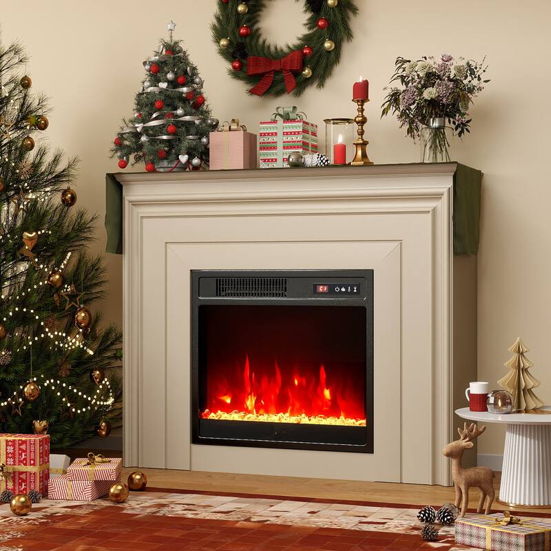 Gymax 18'' Electric Fireplace Insert w/Remote Control Adjustable Flame