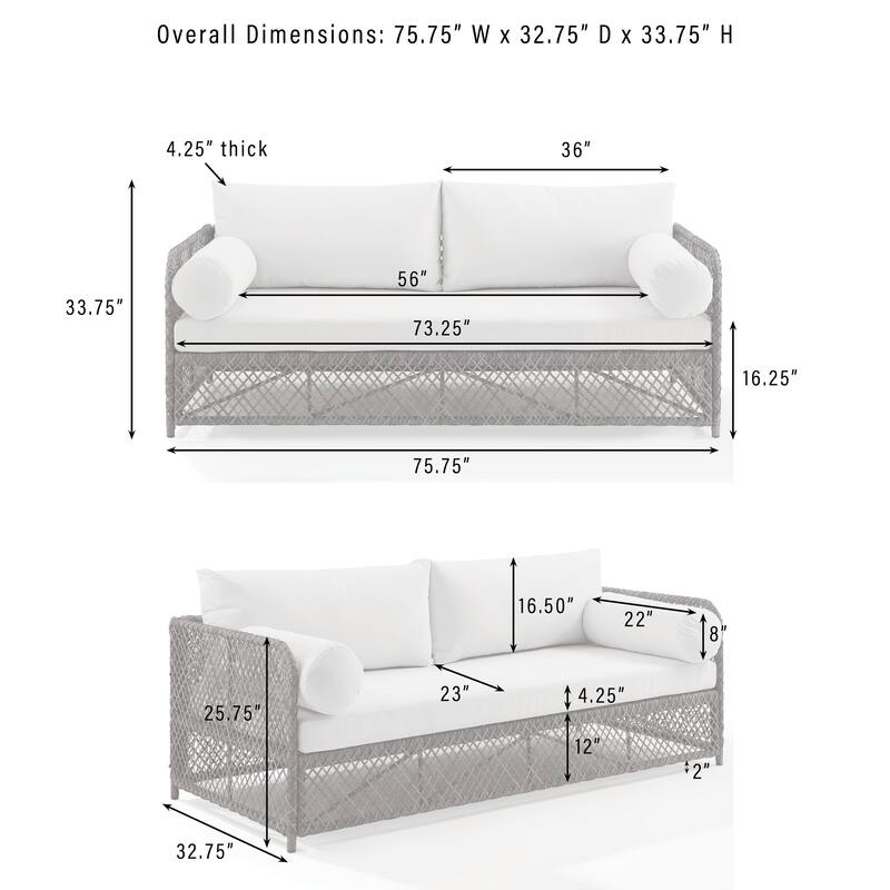 Crosley Granite Bay 4Pc Wicker Outdoor Sofa Patio Furniture Set