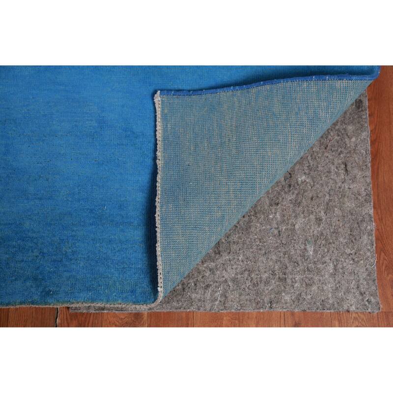 Hand Knotted Oriental 100% Wool Carpet Modern Solid Navy Blue & Blues Gabbeh Area Rug - 13' 4'' X 9' 11''