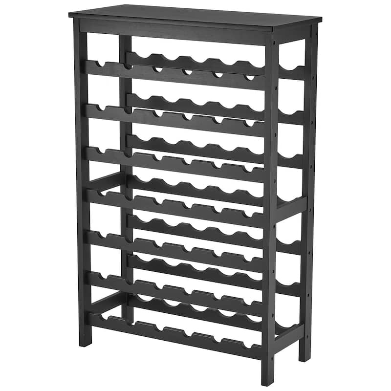 Natural Wicker Wine Rack for 42 Bottles, 7-Tier Storage with Sturdy Construction and Top Shelf - 42 Bottles - 42 Bottles