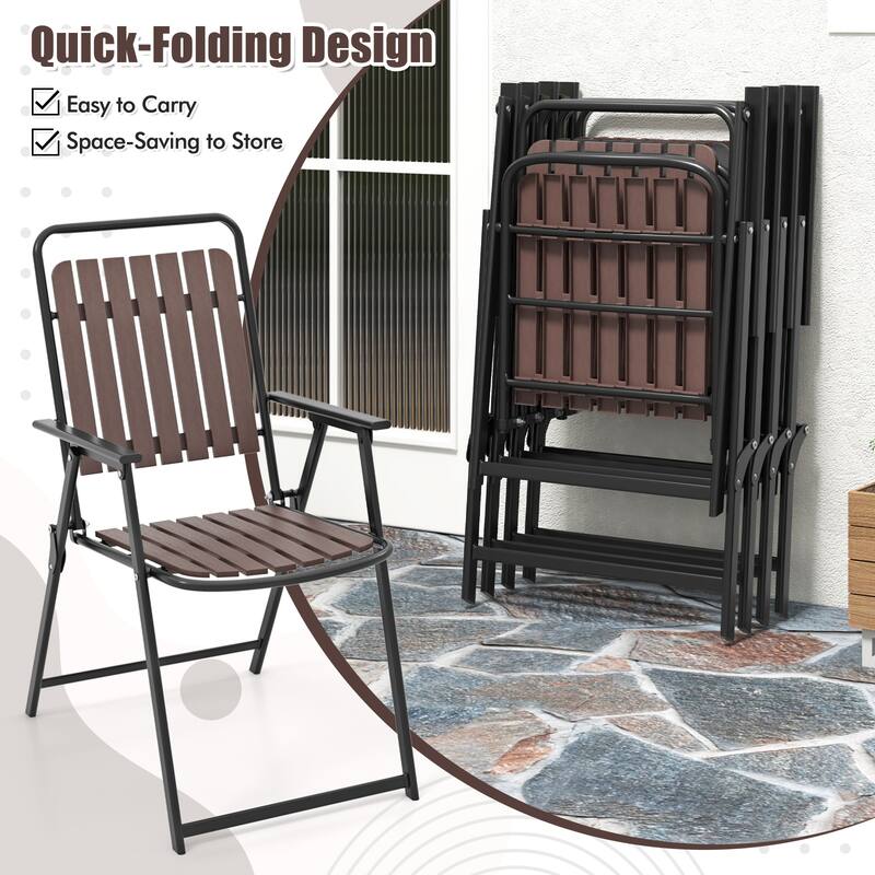 Gymax 4 pcs Patio Folding Chairs Portable Outdoor Dining Chairs w/ PP
