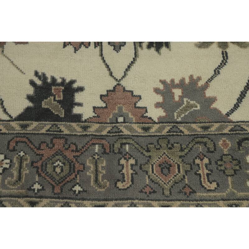 All-Over Floral Wool Oushak Indian Area Rug Hand knotted Geometric Carpet - 8' 10'' X 5' 11''