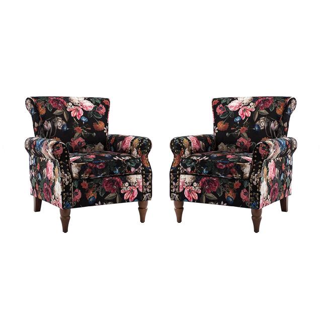 Avelina Upholstered Accent Armchair with Rolled Arms Set of 2