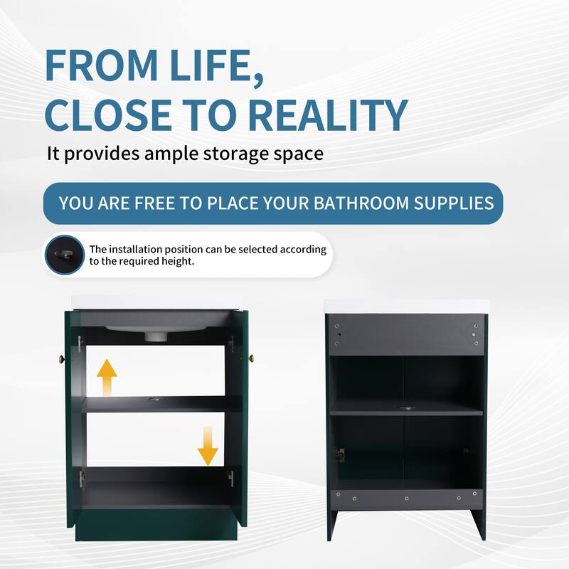 ARTCHIRLY 24/30/36 Inch Bathroom Vanity with Sink, Freestanding Bathroom Vanity with Soft Close Door and Adjustable Shelf