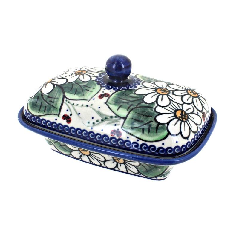 Blue Rose Polish Pottery 66 Vena Butter Tub - Ladybug