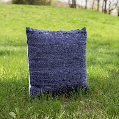 Foreside Home & Garden 18x18 In/Outdoor Navy Geo Filled Throw Pillow - 18 x 18 x 5"