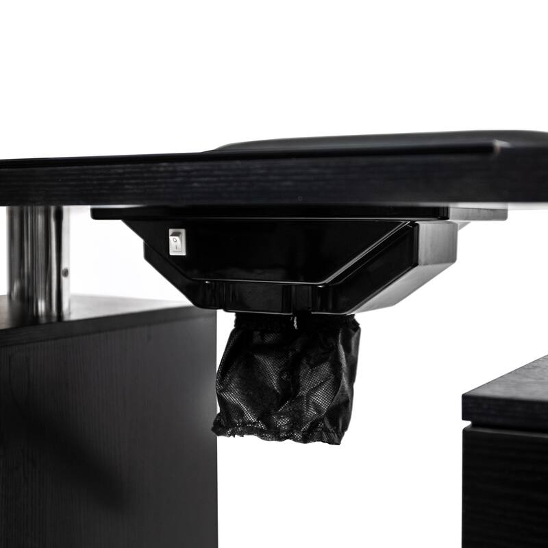 Manicure Table GLASGLOW Black Salon Nail Table Salon Furniture - N/A
