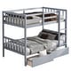 preview thumbnail 9 of 58, Rubber Wood Bunk Bed Frame with 2 Drawers,Convertible into 2 Beds