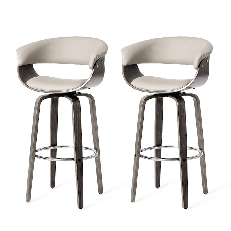 Glitzhome Modern 3-Piece Wooden Swivel Bar Stools & Height Adjustable Pub Table Set