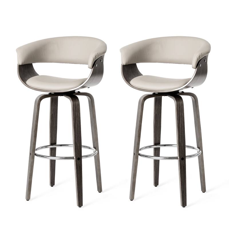 Glitzhome Modern 3-Piece Wooden Swivel Bar Stools & Height Adjustable Pub Table Set