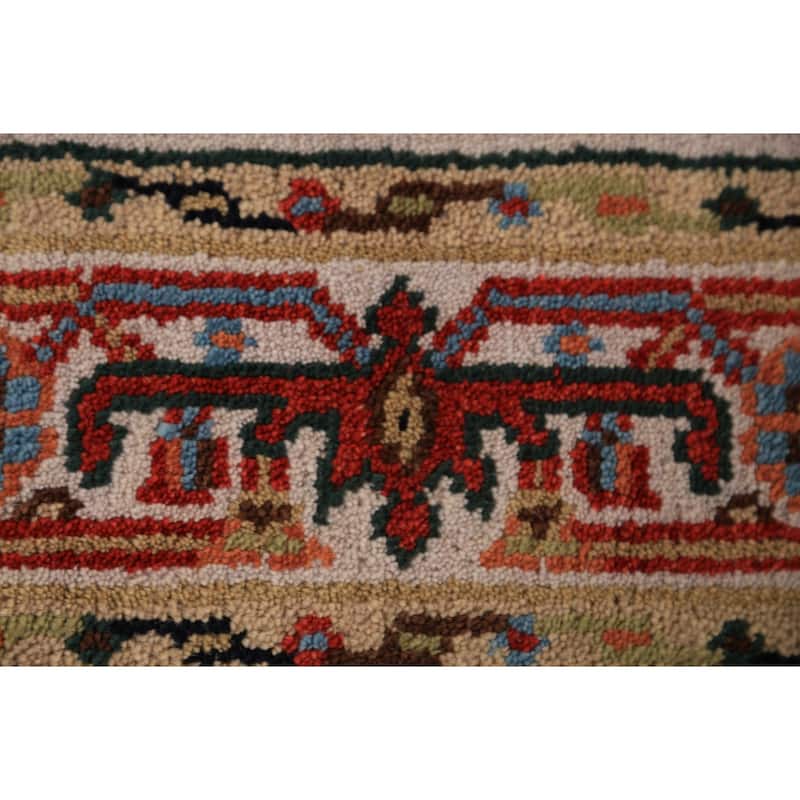 Light Blue Geometric Heriz Serapi Foyer Rug Handmade Wool Carpet - 3'0"x 5'0"