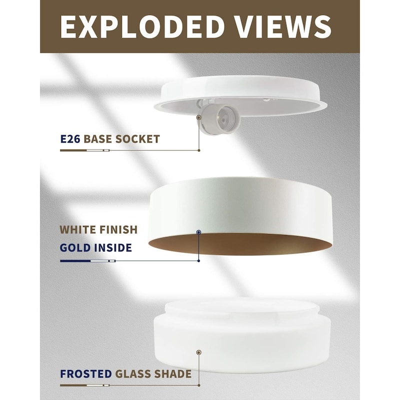 11Inch/ 14 Inch /20 Inch Flush Mount Ceiling Light with Frosted Glass Shade