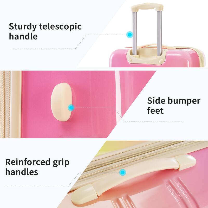 3-Piece, 20, 24, 28-Inch Modern Luggage Sets, Gradient Expandable Luggage with TSA Lock, for Boarding Travel, Multicolor Pink