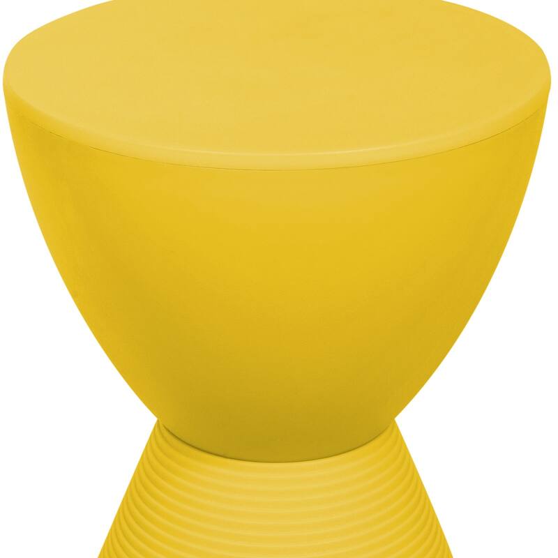Boyd Round Side Table with Ribbed Design Base - Accent Hourglass End Table with Removable Lid for Living Room & Bedroom