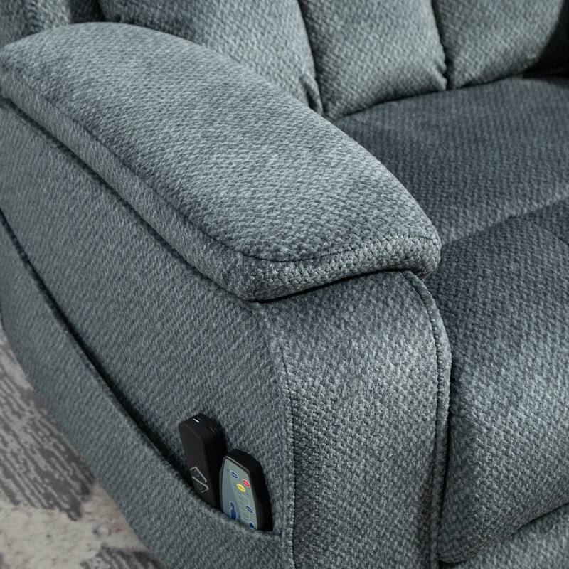 Power Lift Recliner with Extended Footrest,Overstuffed Chenille Dual Motor Recliners with Heat/Message,USB Type C Charging