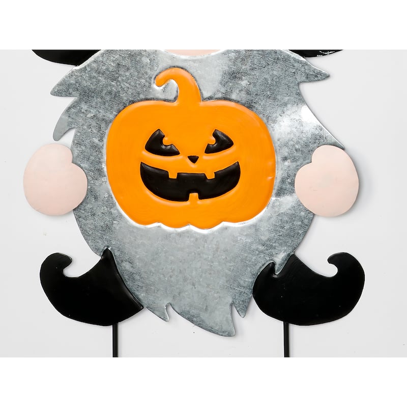 28" Metal Halloween Pumpkin Gnome Yard Stake