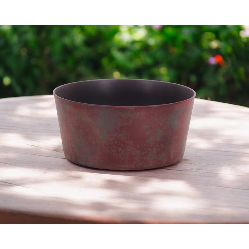 HomeRoots 12" Red Recycled Plastic Indoor Outdoor Round Pot Planter
