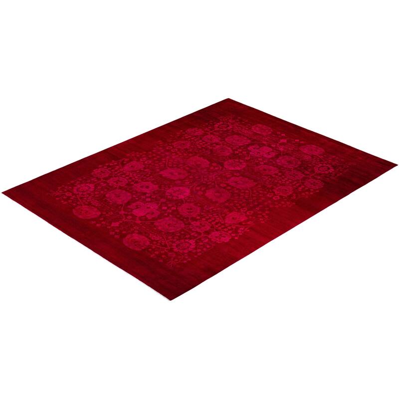 Overdyed, One-of-a-Kind Hand-Knotted Area Rug - Pink - 10' 2" x 13' 6"