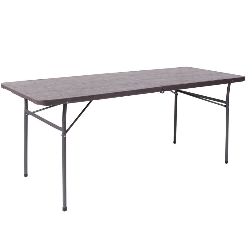 30"W x 72"L Bi-Fold Plastic Banquet and Event Folding Table with Carrying Handle - 72"D x 30"W x 29"H