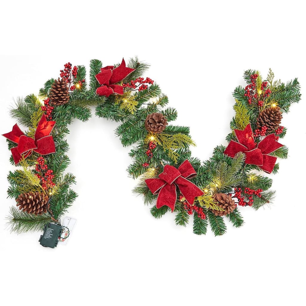 6 FT Artificial Christmas Garland with 20 Led Lights - N/A