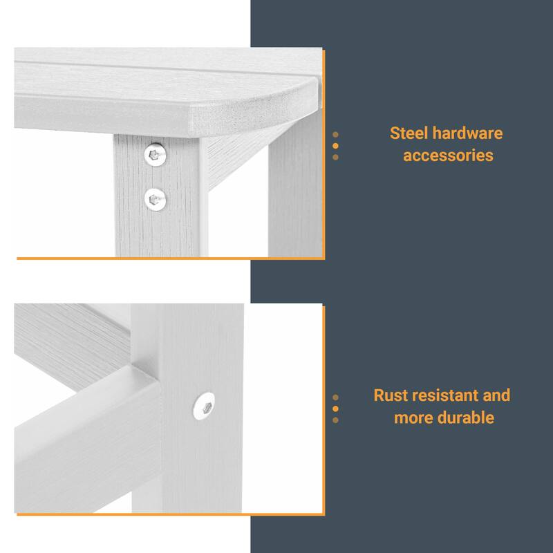 LIVOOSUN Patio Adirondack Plastic Wood Outdoor Side Table for Deck