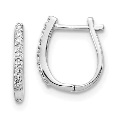 Curata 14k White Gold Diamond Earrings - 12x10mm Wide 1mm Thick