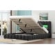 preview thumbnail 4 of 6, Queen Size Platform Bed with LED Headboard and Large Underneath Storage, Upholstered Bed with Support Legs, Grey