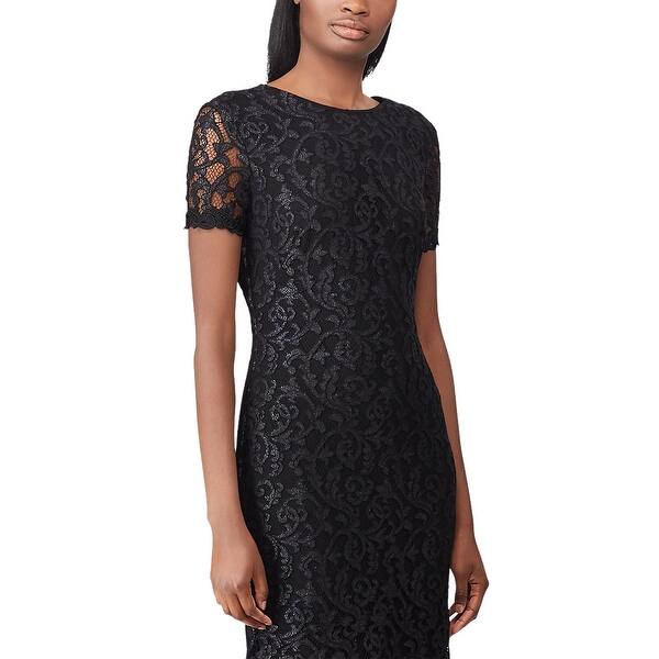 Shop Lauren Ralph Lauren Womens Caroleve Lace Dress 8 Black Silver