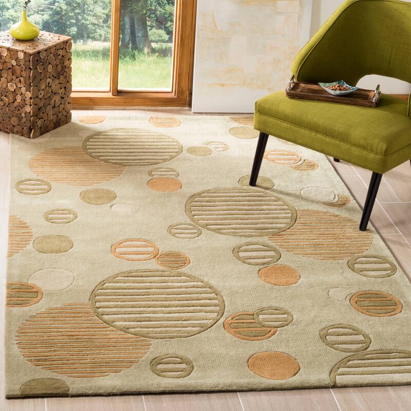 SAFAVIEH Handmade Modern Art Hanke Modern Polyester Rug - 4' x 6' - Sage/Multi - Rectangle