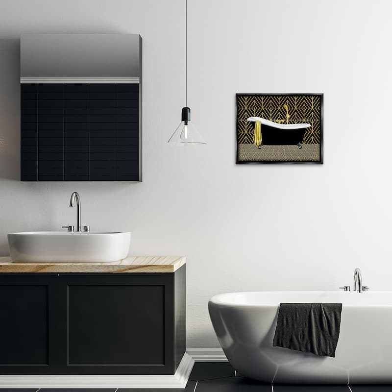 Stupell Deco Patterned Bathtub Framed Floater Canvas Wall Art Design By Conrad Knutsen