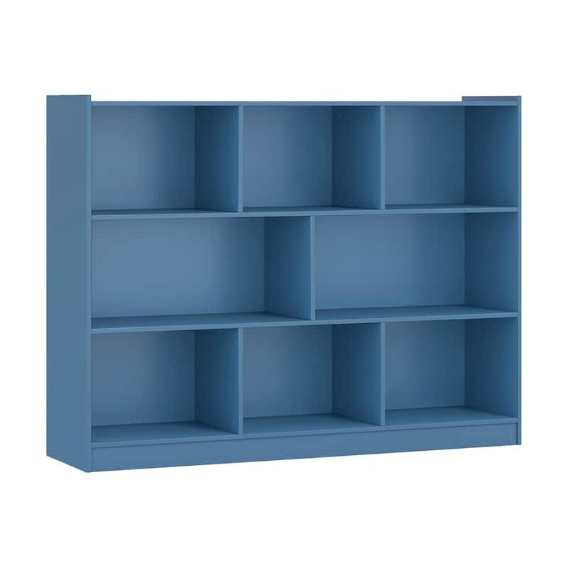 Freestanding 3-Tier Bookcase with 8 Open Cubes and Sturdy Screw Construction and Floor Protection