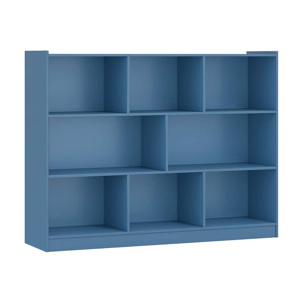 Freestanding 3-Tier Bookcase with 8 Open Cubes and Sturdy Screw Construction and Floor Protection