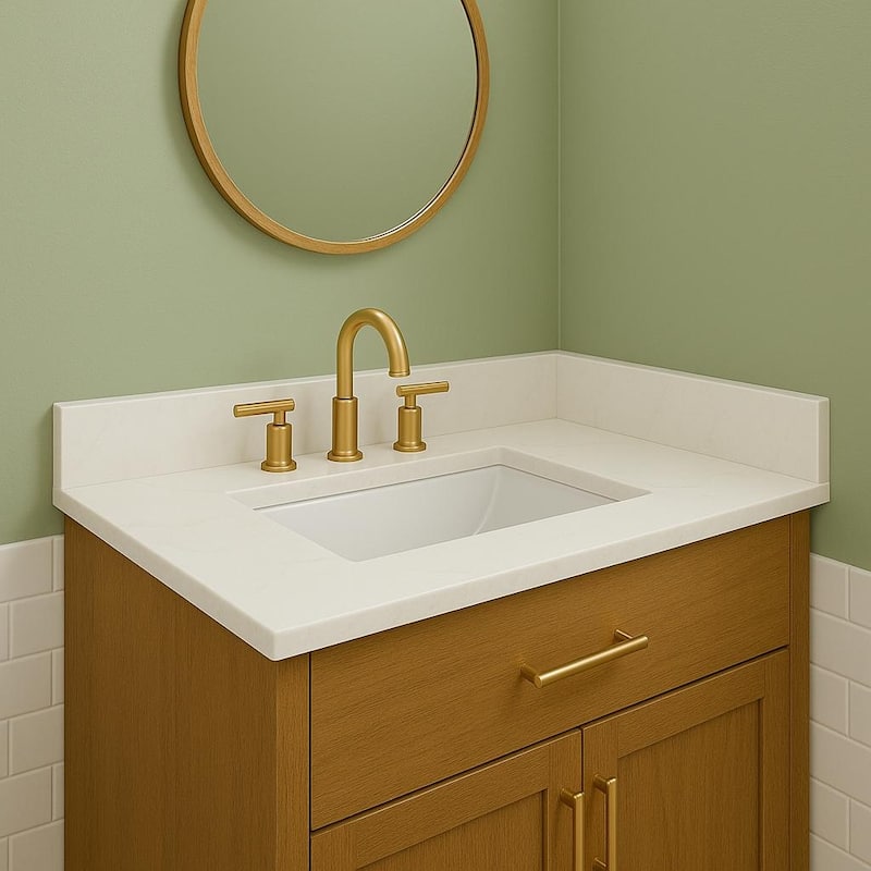 Design House Calesco Calacatta Quartz Bathroom Vanity Top and Side Splash Kit - N/A