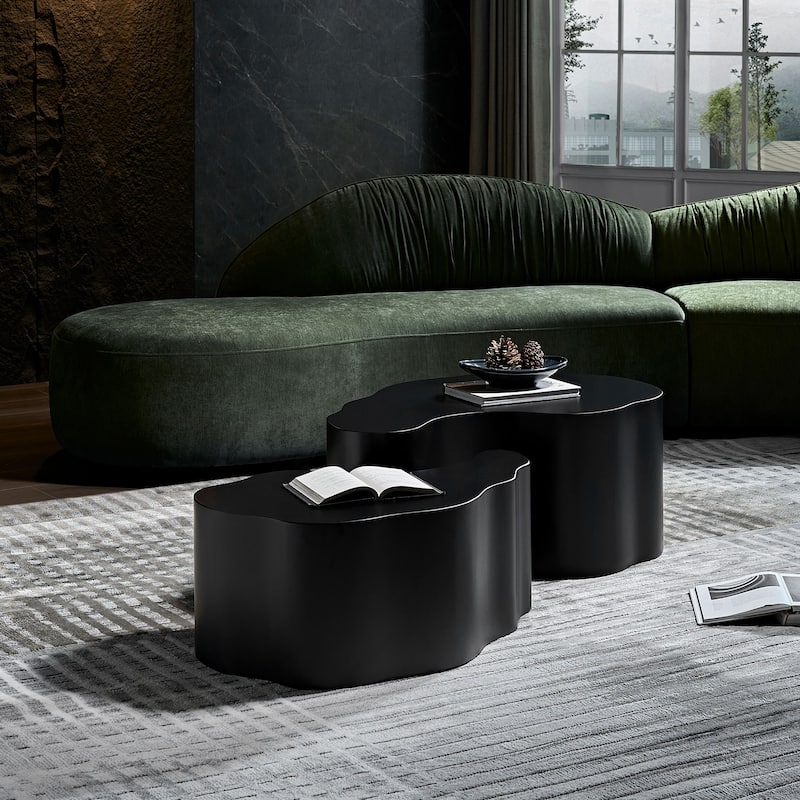 Irregular Coffee Tables Set of 2, Modern Unique Shape Accent Tables