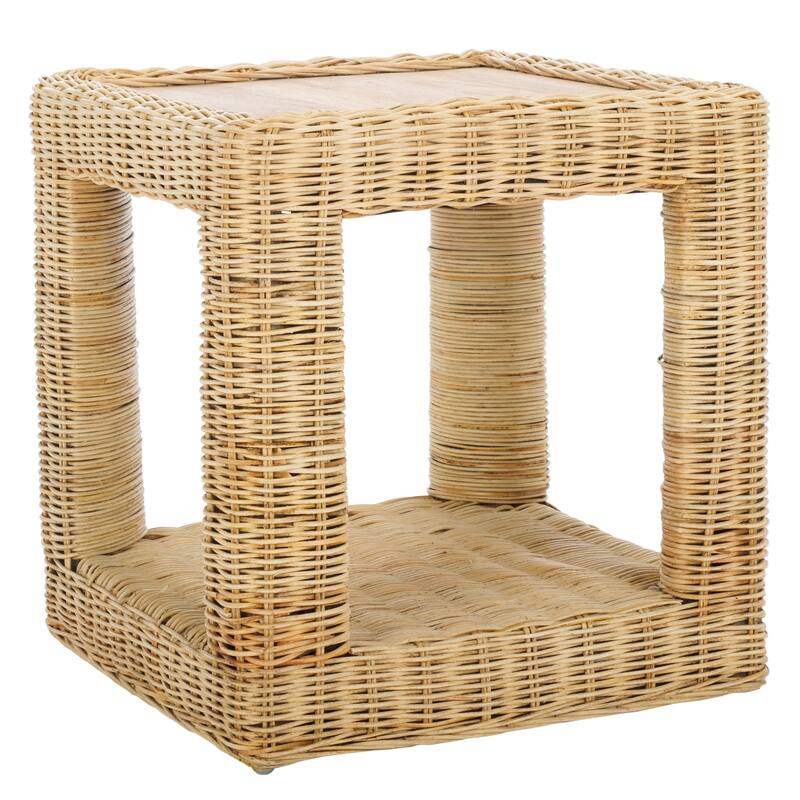 SAFAVIEH Castriel Rattan Accent Table, Fully Assembled - 20"W x 20"D x 22"H