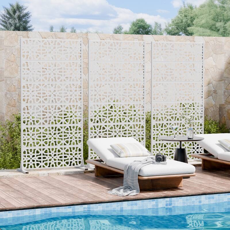 Rectangle Outdoor Privacy Screens Metal Screen Fence Panel Set of 2