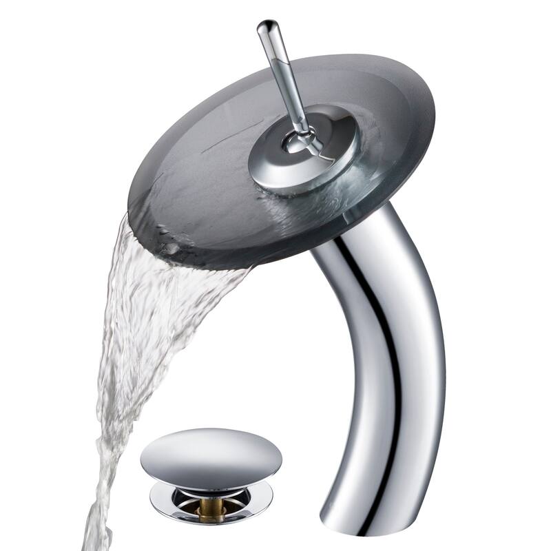 Kraus Waterfall Single Hole Vessel Bathroom Faucet - Metal Pop-Up - Chrome