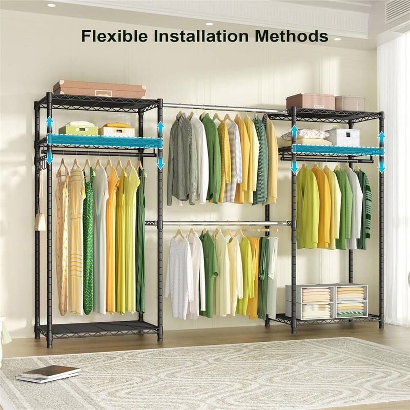 6 Tiers Metal Freestanding Garment Rack - 14"D x 86.6"W x 71.2"H