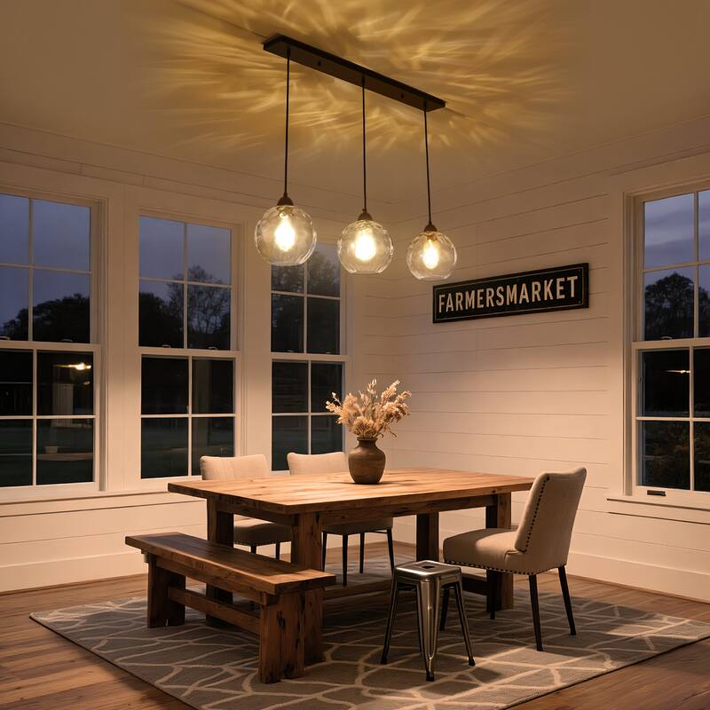 Modern Textured Glass Globe Pendant Light - Matte Black